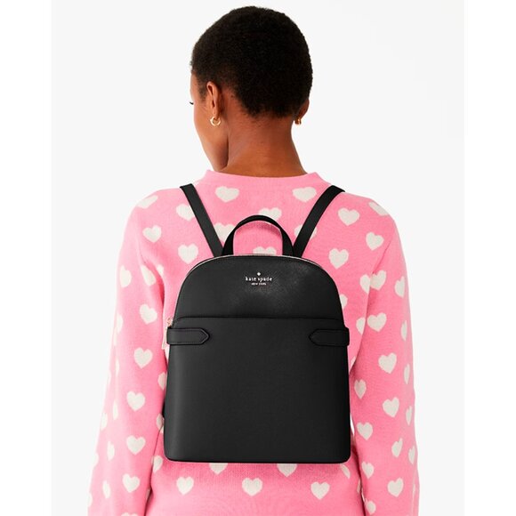 S Kate Spade Staci Dome Backpack Black Saffiano Leather Bag KG021 NWT $359Retail - Picture 2 of 9